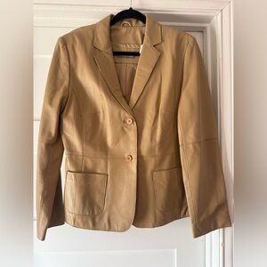 Tan Leather Women's Blazer Vintage